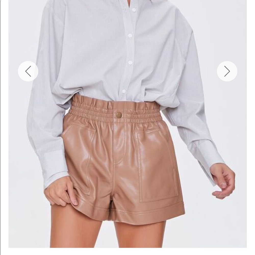 Taupe faux leather shorts